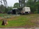 Setup on the bike trail. Conditions fog, rain, thunderstorm the first day.